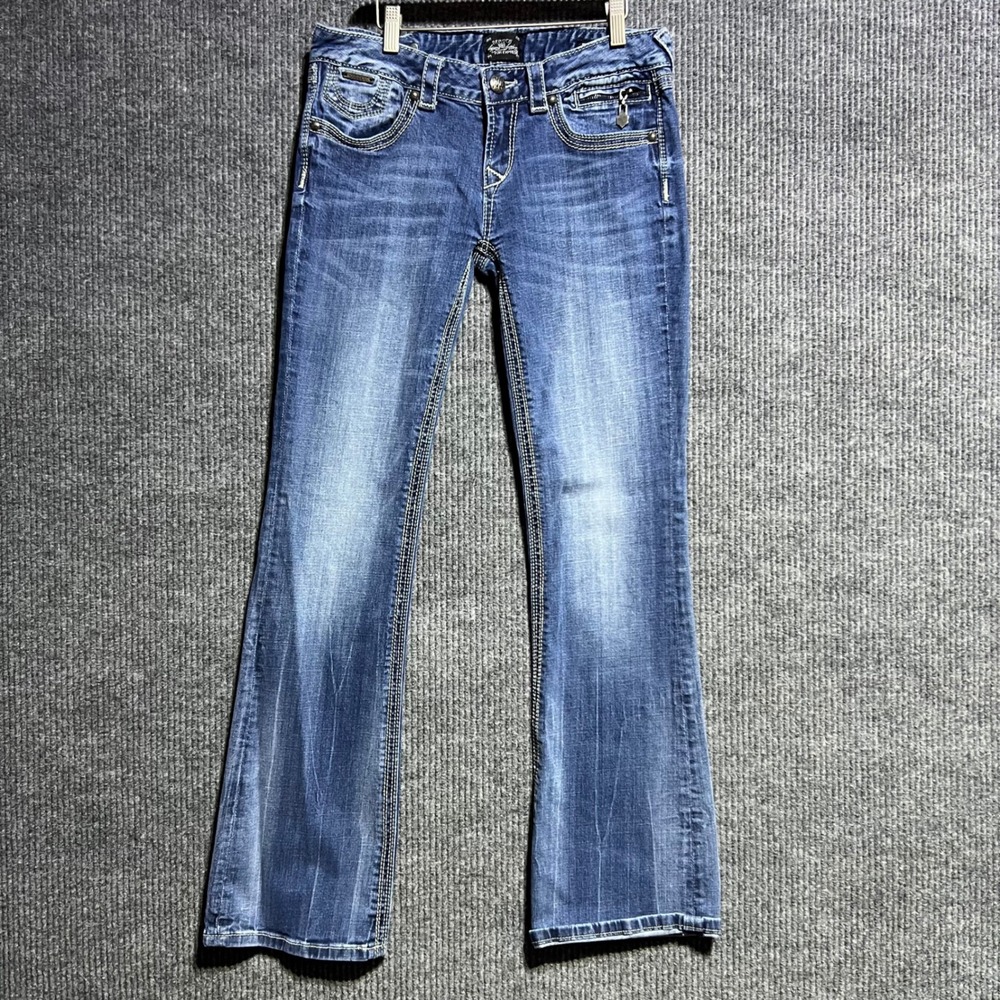Rock & Republic Jeans Womens 8 Blue Bootcut Low Rise Contrast Stitch Express